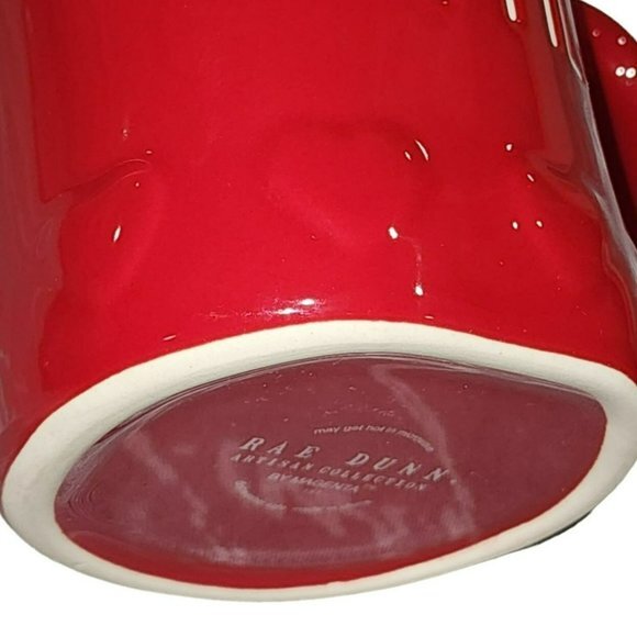 Rae‎ Dunn CUTIE Red Ceramic Coffee Mug Embossed Hearts Around The Bottom 16oz - Picture 8 of 14